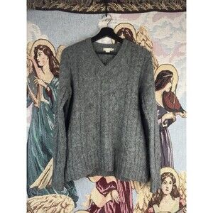 J Crew Sweater Women's Medium Gray Knit Alpaca Blend Fuzzy Mohair Soft